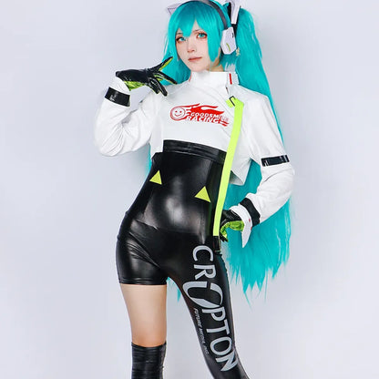 Hatsune Miku Racing 2022 Cosplay Costume – Full Bodysuit with Wig and Gloves
