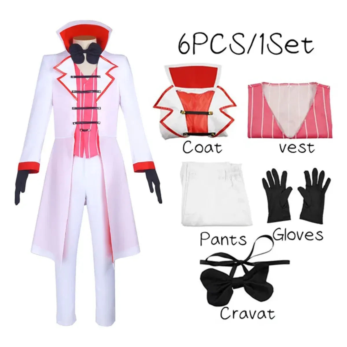 Hazbin Hotel Lucifer Cosplay Costume - Suit, Vest, Wig
