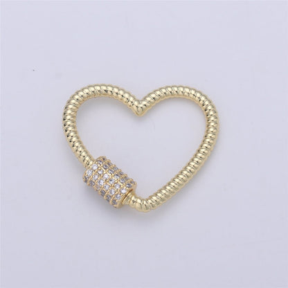 Heart Clasp Lock, Heart Padlock Carabiner Screw Clasp Lock Gold Filled - K-395