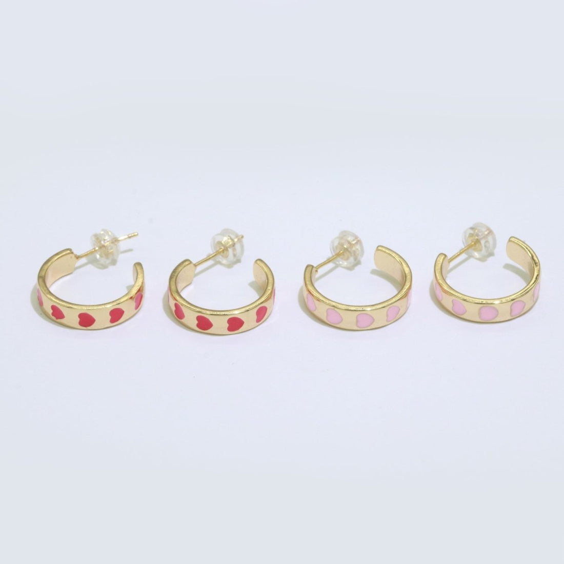 Heart Enamel Round hoop earrings 17.5mm, Lead Nickel free Earrings Y2K Simple Round hoop 1 pair hoops P-223~P-228