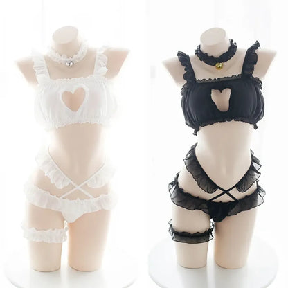 Sexy Lolita Heart Hollow-Out Lingerie Set