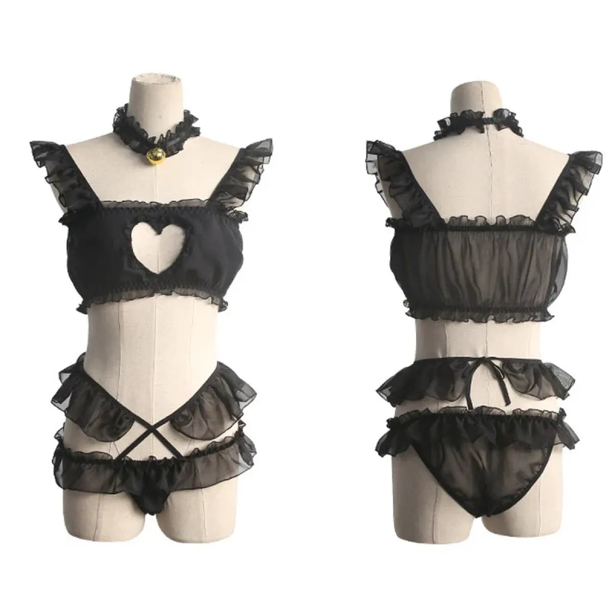 Sexy Lolita Heart Hollow-Out Lingerie Set