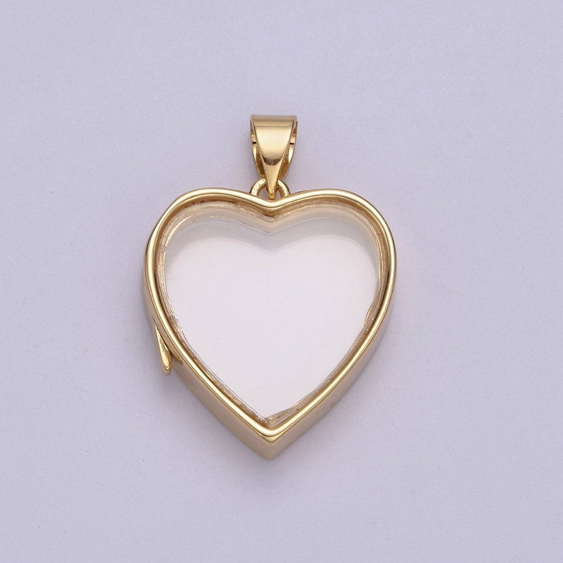 Heart Locket Necklace Clear Glass Crystal Container Locket Gold Gemstone Pendant Necklace Fillable Jewelry for Crystal Jewelry Making Supply N-581