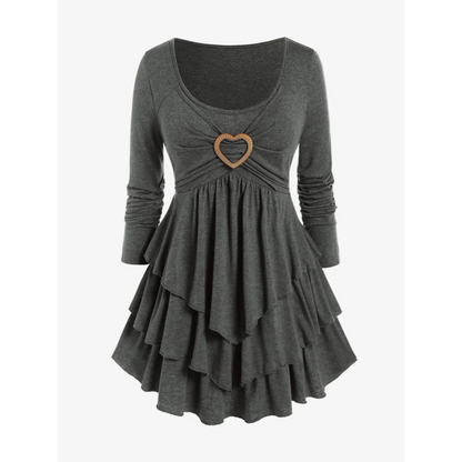 Heart Ring Layered Long Sleeves Dress