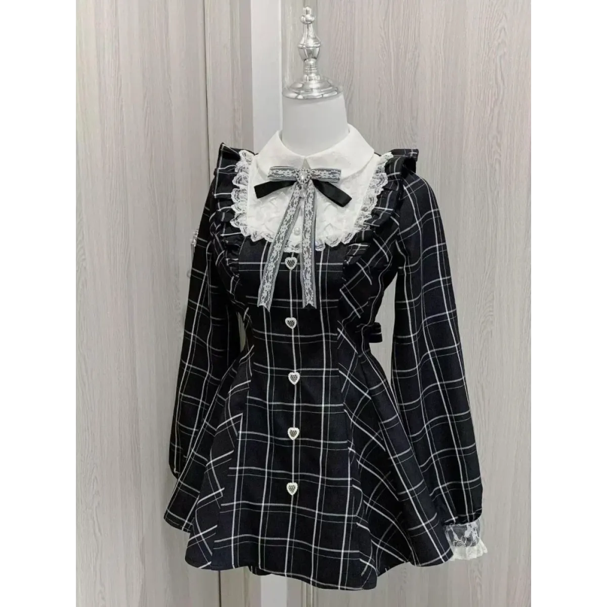 Lolita Plaid Lace Trim Dress