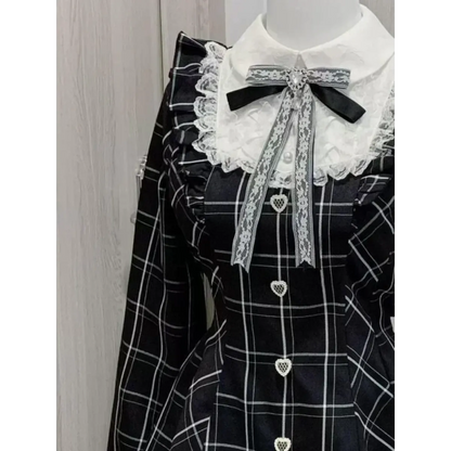 Lolita Plaid Lace Trim Dress
