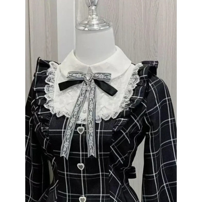 Lolita Plaid Lace Trim Dress