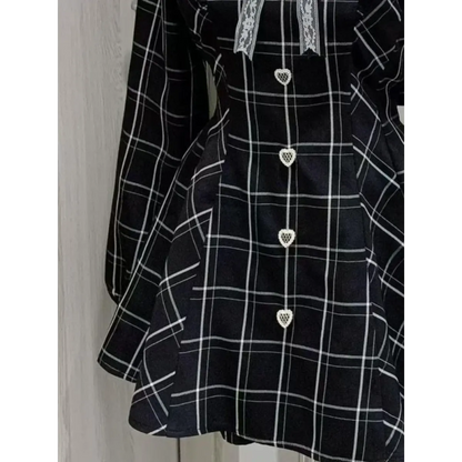 Lolita Plaid Lace Trim Dress