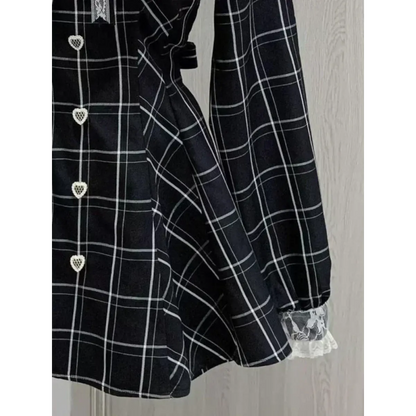 Lolita Plaid Lace Trim Dress