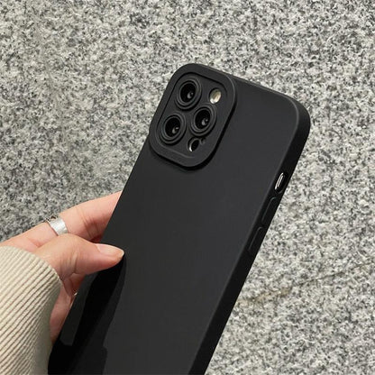 High-end Black Shockproof Silicone Phone Case For iPhone 13 12 Pro 11 Pro Max For Men Protect Lens Cover Compatible with iPhone Silicone Rubber Case Comfortable Grip