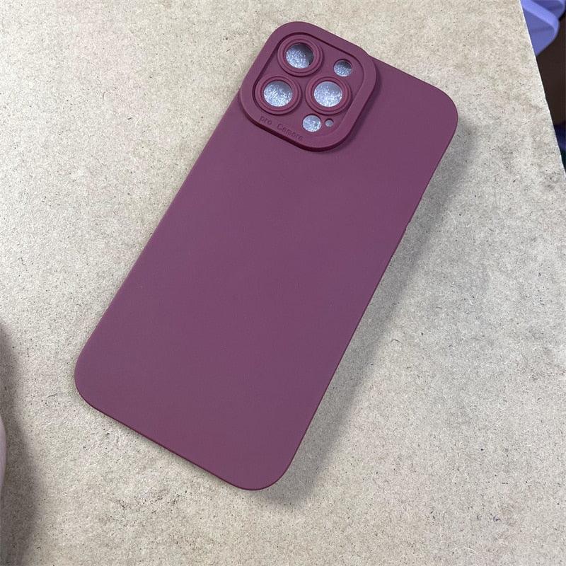 High-end Black Shockproof Silicone Phone Case For iPhone 13 12 Pro 11 Pro Max For Men Protect Lens Cover Compatible with iPhone Silicone Rubber Case Comfortable Grip