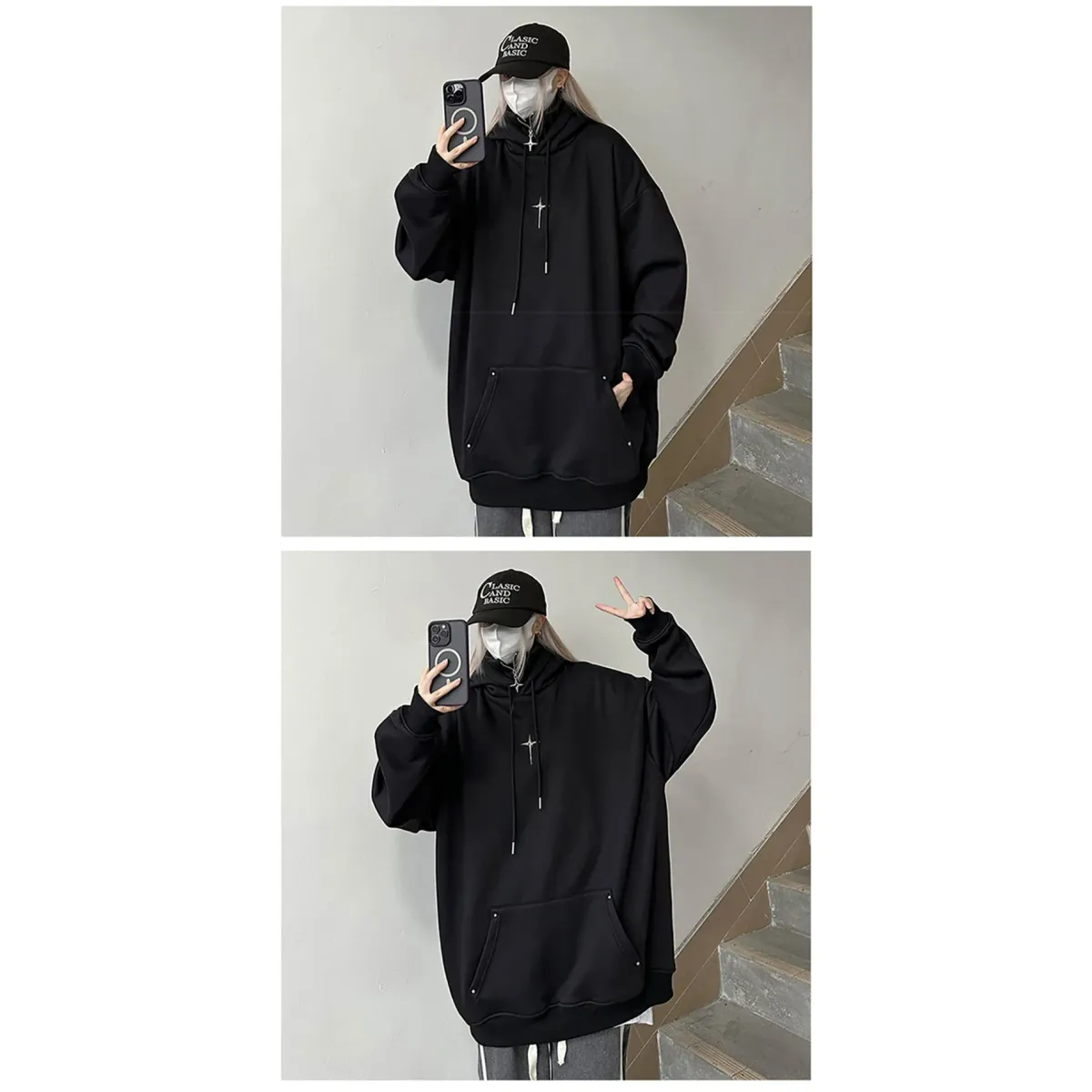 Harajuku High Neck Hoodie