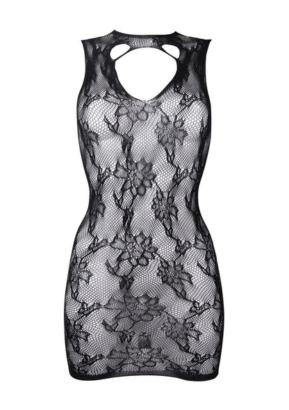 Le Désir High Neck Lace Mini Dress In Sheer Floral Lingerie
