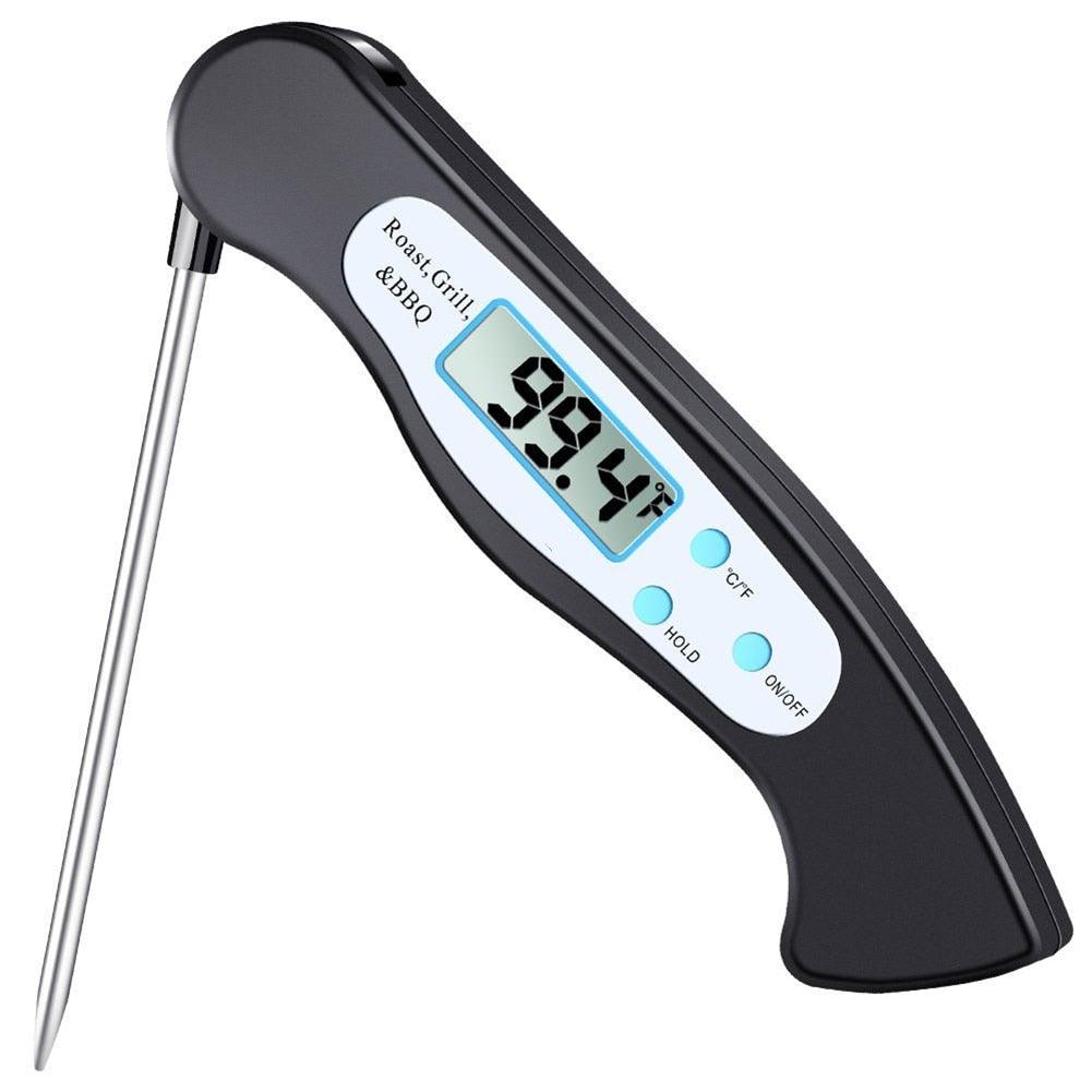 High Quality Foldable Food Thermometer Probe Digital BBQ Meat Kitchen Thermometer  Instant Read Meat Thermometer With 4.6” Folding Probe Backlight &amp; Calibration Function For Cooking Food Candy BBQ Grill Liquids Beef Liquid Water Oil Temperature Gauge