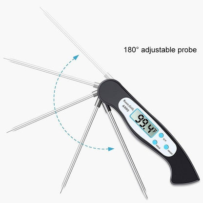 High Quality Foldable Food Thermometer Probe Digital BBQ Meat Kitchen Thermometer  Instant Read Meat Thermometer With 4.6” Folding Probe Backlight &amp; Calibration Function For Cooking Food Candy BBQ Grill Liquids Beef Liquid Water Oil Temperature Gauge