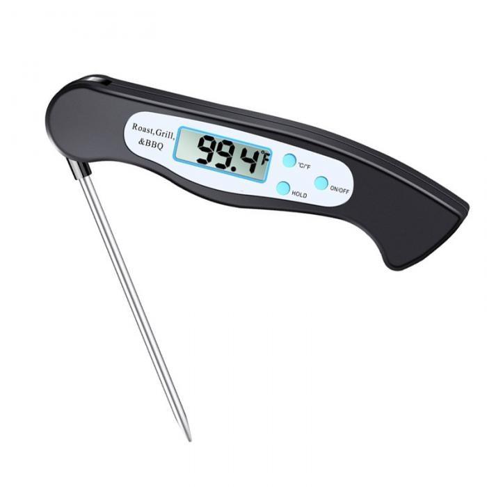 High Quality Foldable Food Thermometer Probe Digital BBQ Meat Kitchen Thermometer  Instant Read Meat Thermometer With 4.6” Folding Probe Backlight &amp; Calibration Function For Cooking Food Candy BBQ Grill Liquids Beef Liquid Water Oil Temperature Gauge