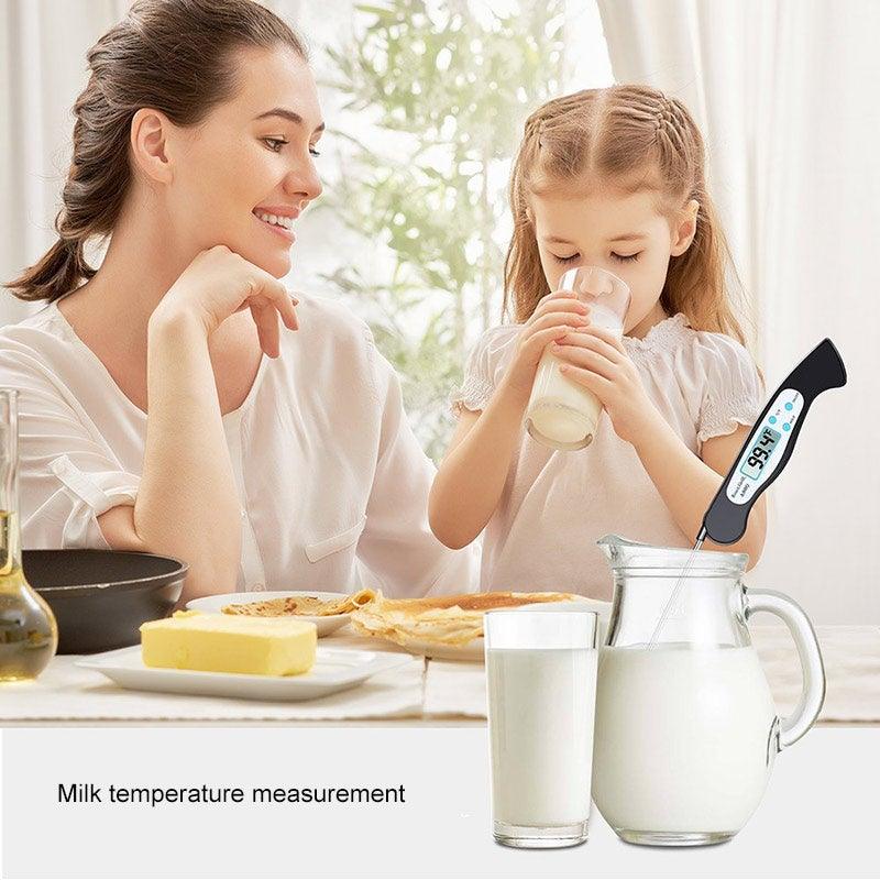 High Quality Foldable Food Thermometer Probe Digital BBQ Meat Kitchen Thermometer  Instant Read Meat Thermometer With 4.6” Folding Probe Backlight &amp; Calibration Function For Cooking Food Candy BBQ Grill Liquids Beef Liquid Water Oil Temperature Gauge