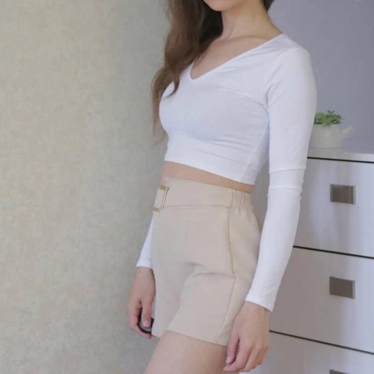 Solid High Waist Shorts