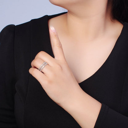 Highs And Lows Double Wave Ring • Daughter Jewelry • Adjustable Open Ring with Micro Pave Stone O-2124 O-2125