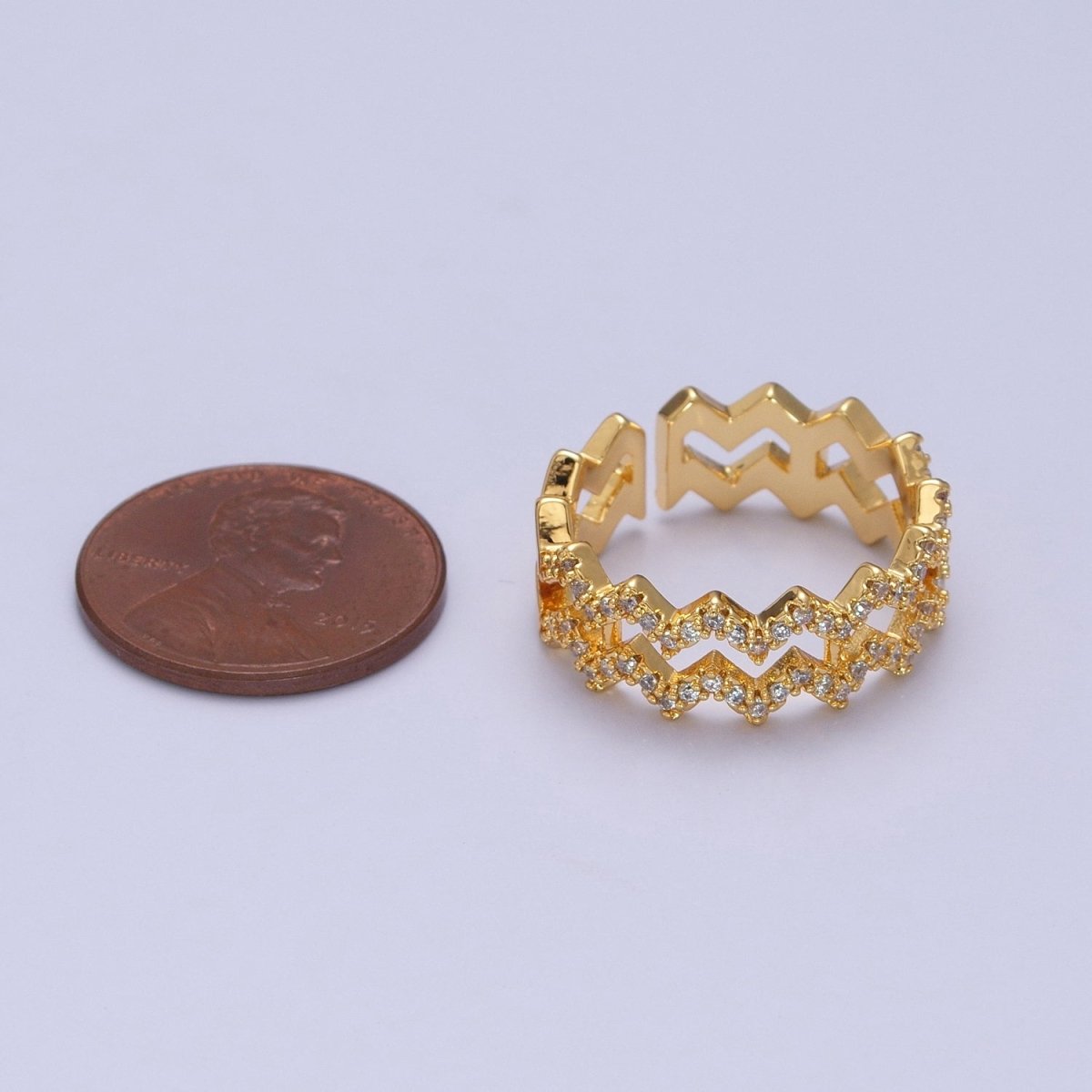 Highs And Lows Double Wave Ring • Daughter Jewelry • Adjustable Open Ring with Micro Pave Stone O-2124 O-2125