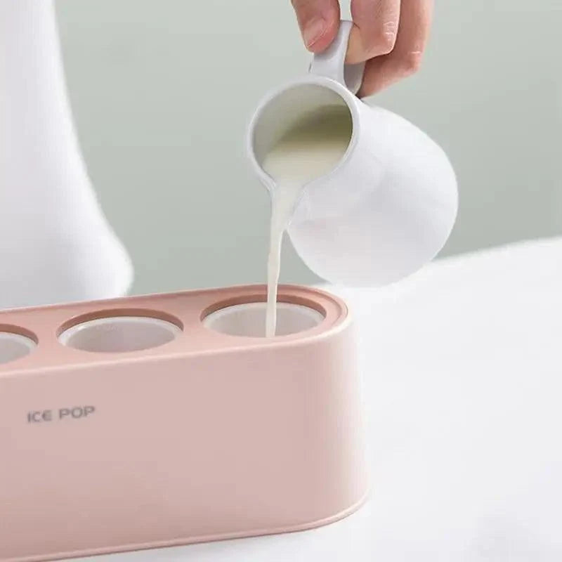 Home Ice Cream Mold Popsicle Tool Silicone 4-hole Popsicle Box Children Dessert Ice Cream Maker Kitchen Tools Diy Ice Cream