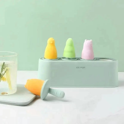Home Ice Cream Mold Popsicle Tool Silicone 4-hole Popsicle Box Children Dessert Ice Cream Maker Kitchen Tools Diy Ice Cream