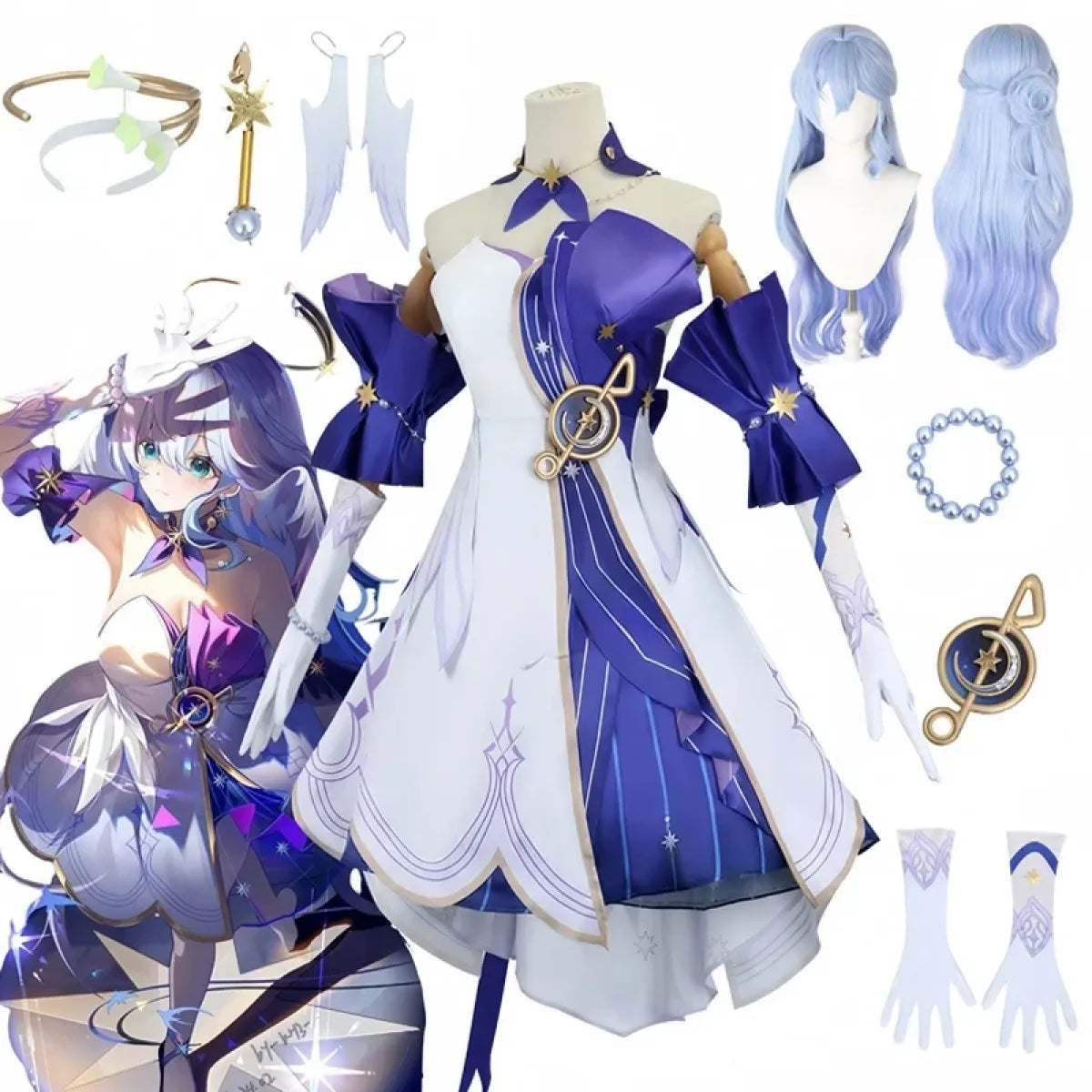 Honkai Star Rail March 7th Cosplay Costume with Wig &amp; Accessories