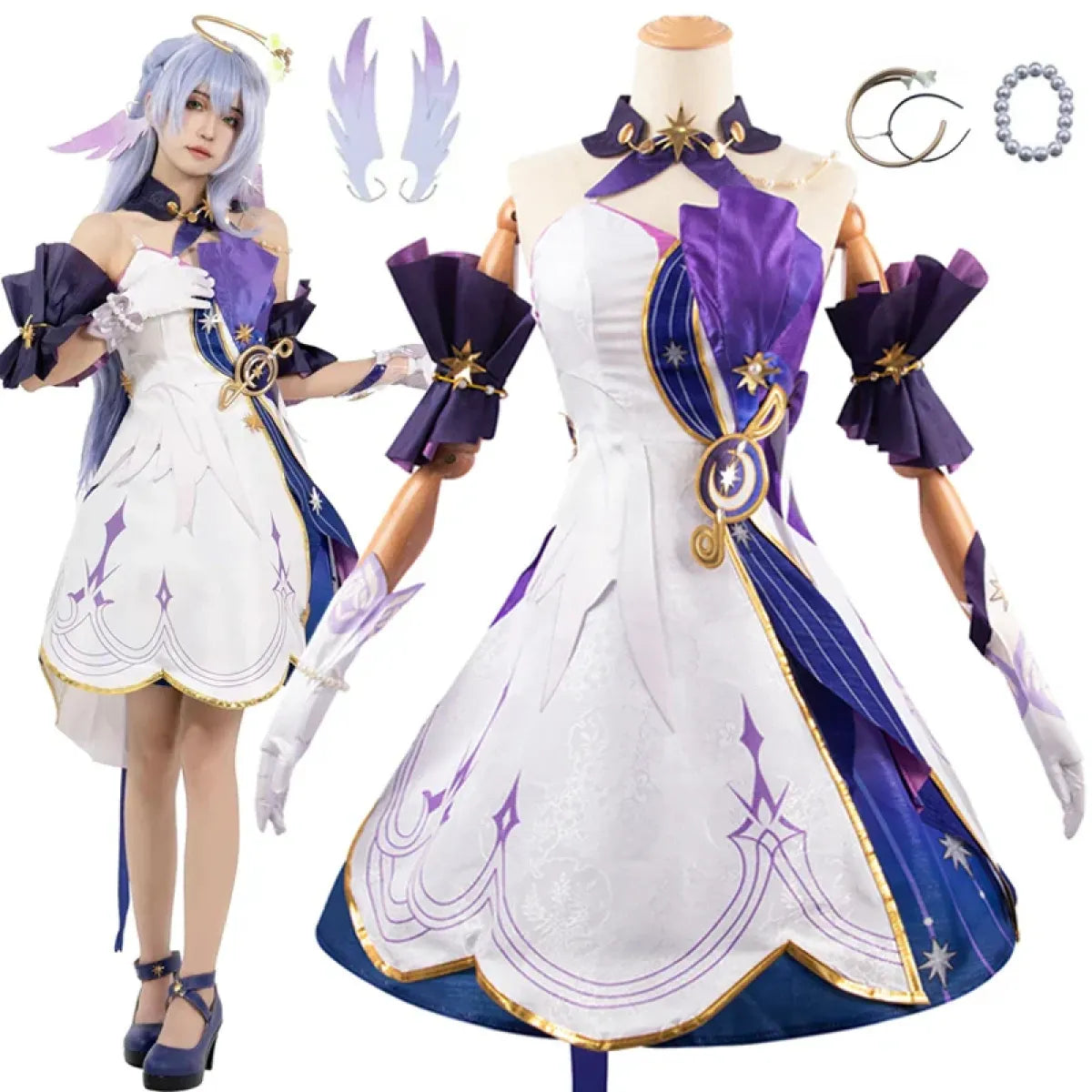 Honkai Star Rail Robin Cosplay Costume – Dress, Wig, Wings &amp; Accessories