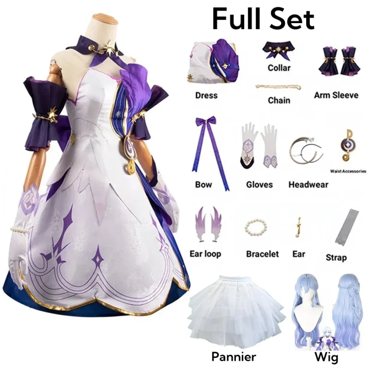 Honkai Star Rail Robin Cosplay Costume – Dress, Wig, Wings &amp; Accessories