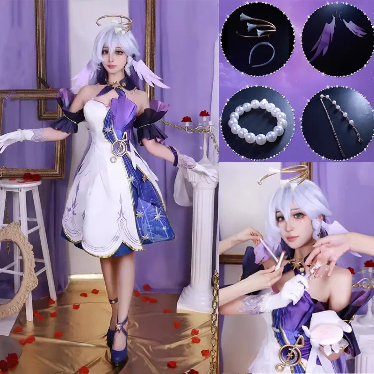 Honkai Star Rail Robin Cosplay Costume – Dress, Wig, Wings &amp; Accessories