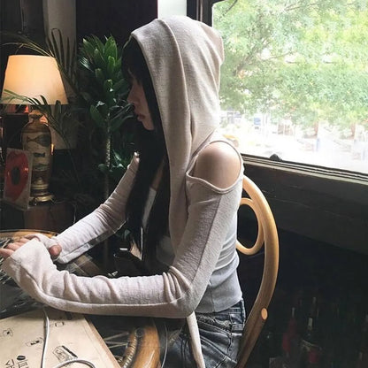 Hooded Long Sleeve Crop Top
