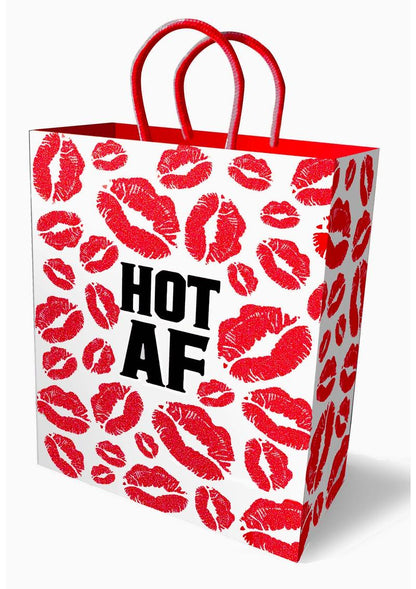 Hot AF Gift Bag with Red Kiss Print Sexy Fun Party And Romance Bag