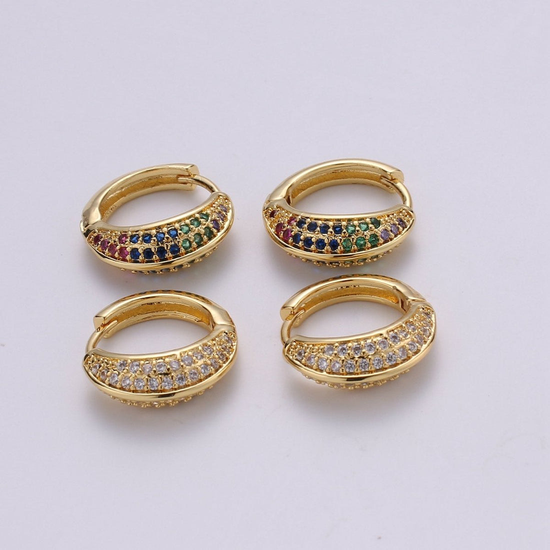 Huggie Earrings, Small hoop earrings, Gold hoops, Chunky Hoop Earrings, Cz Huggie Hoop Earrings, Minimalist hoop earrings, Dainty Cubic hoop K-861 K-862