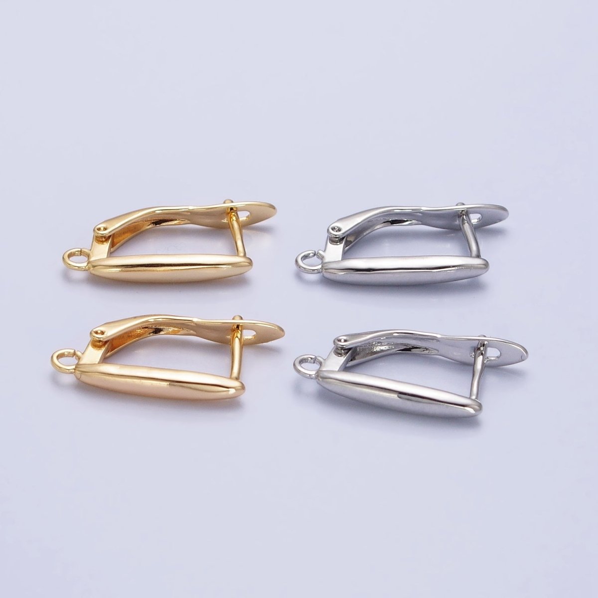 Huggie Hoop One-Touch Hoop Earring Findings in 18K Gold Plating, Earring Hoop with Open Link Ring Z-165 Z-166