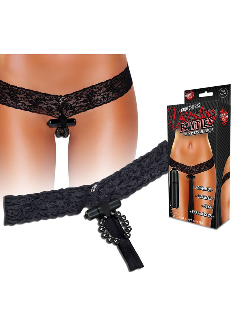 Hustler Toys Crotchless Vibrating Panties With Pleasure Beads