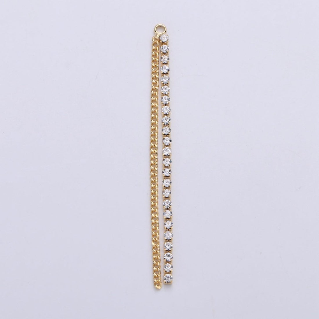 Hypoallergenic 65mm Gold Double Curb Tennis Chain Tassel Dangle Charm Supply | K-427