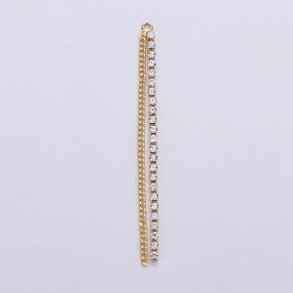 Hypoallergenic 65mm Gold Double Curb Tennis Chain Tassel Dangle Charm Supply | K-427