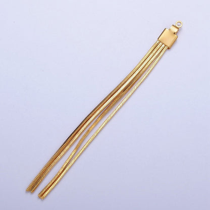 Hypoallergenic 66mm Gold Four Box Chain Tassels Charm, Jewelry Supply For DIY Making L-836