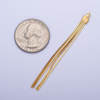 Hypoallergenic 66mm Gold Four Box Chain Tassels Charm, Jewelry Supply For DIY Making L-836