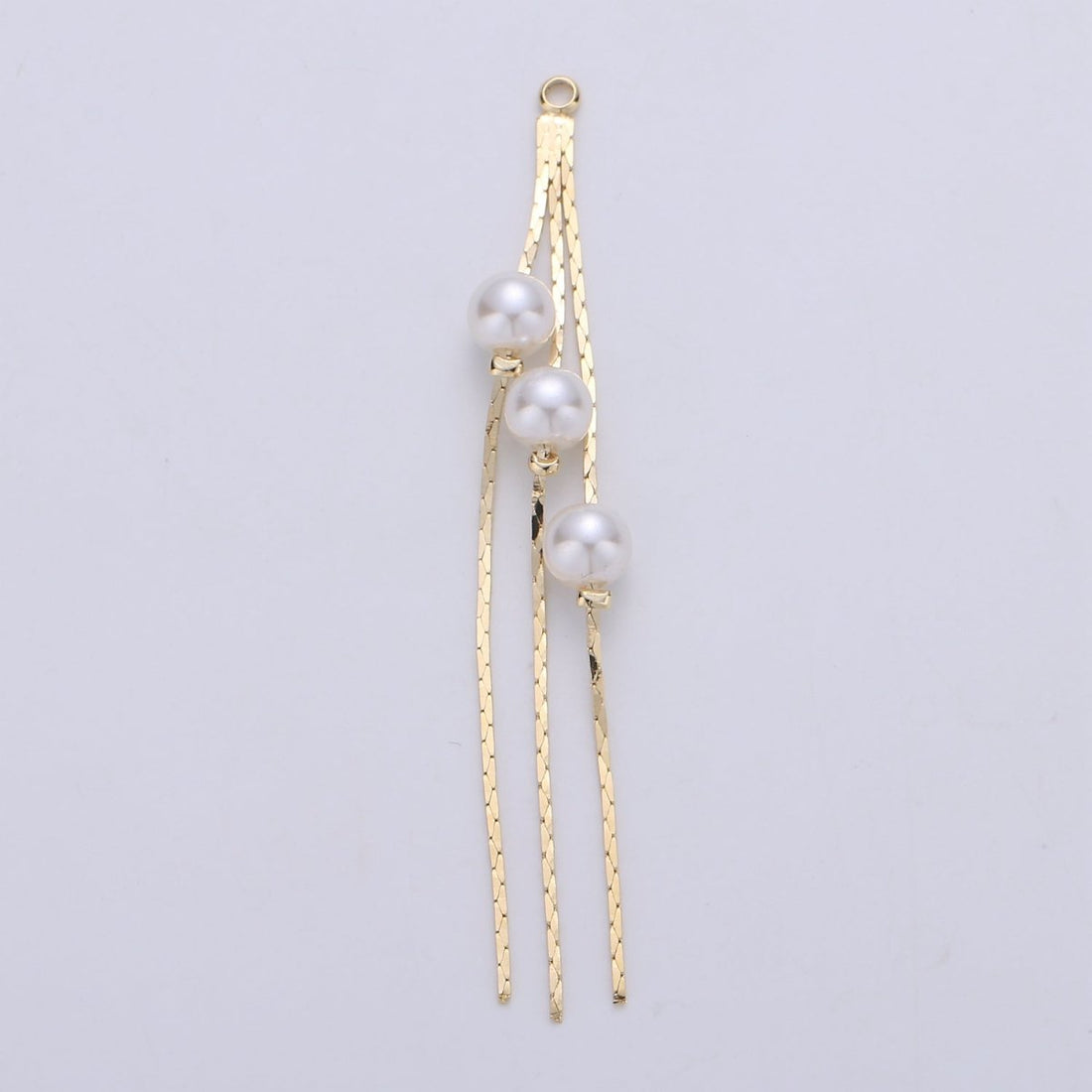 Hypoallergenic 67mm Pearls Gold Cobra Chain Multiple Strands Tassel Charm Supply | K-424