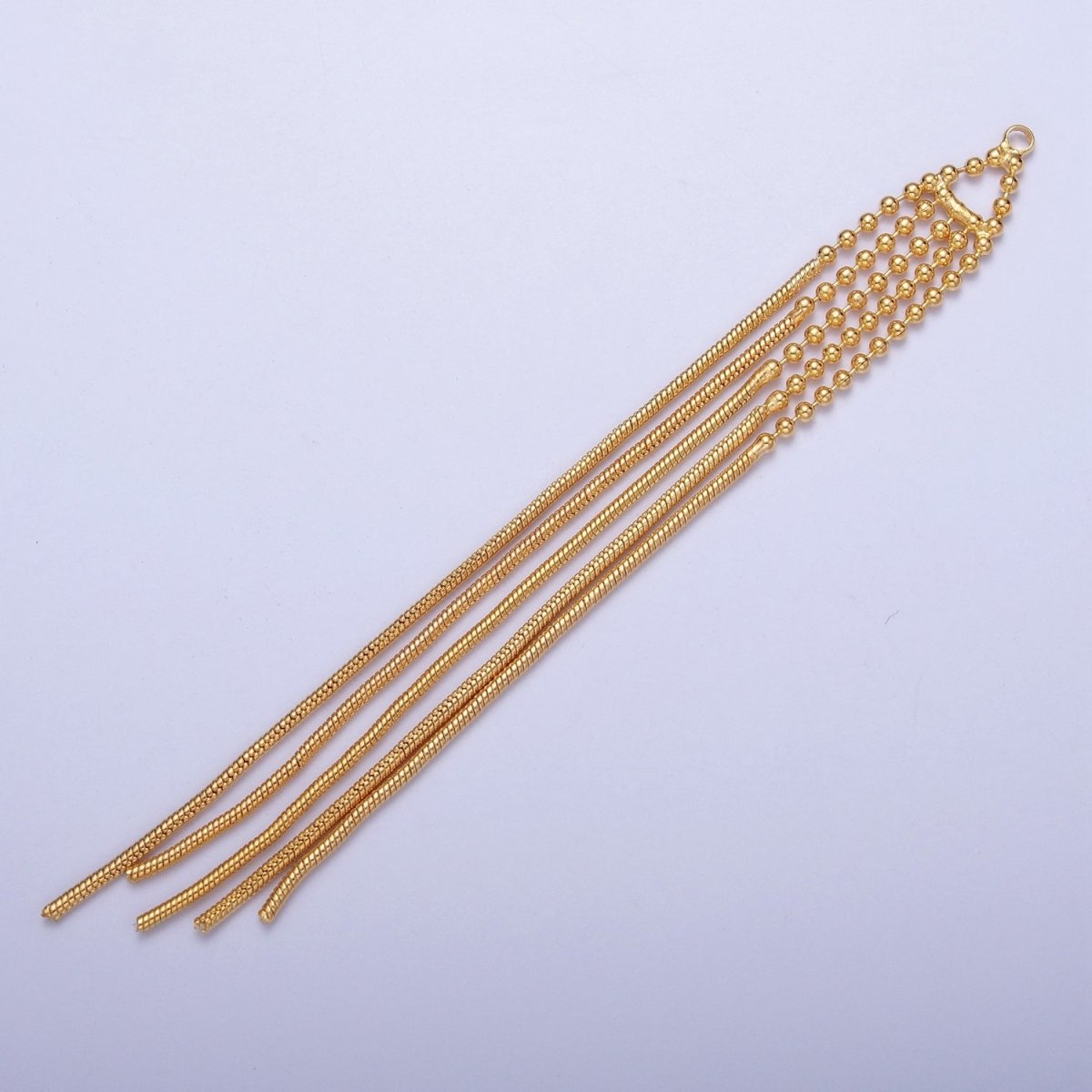 Hypoallergenic 89mm Gold Beaded &amp; Snake Omega Chain Tassel Charm, Jewelry Supply For DIY Making L-835