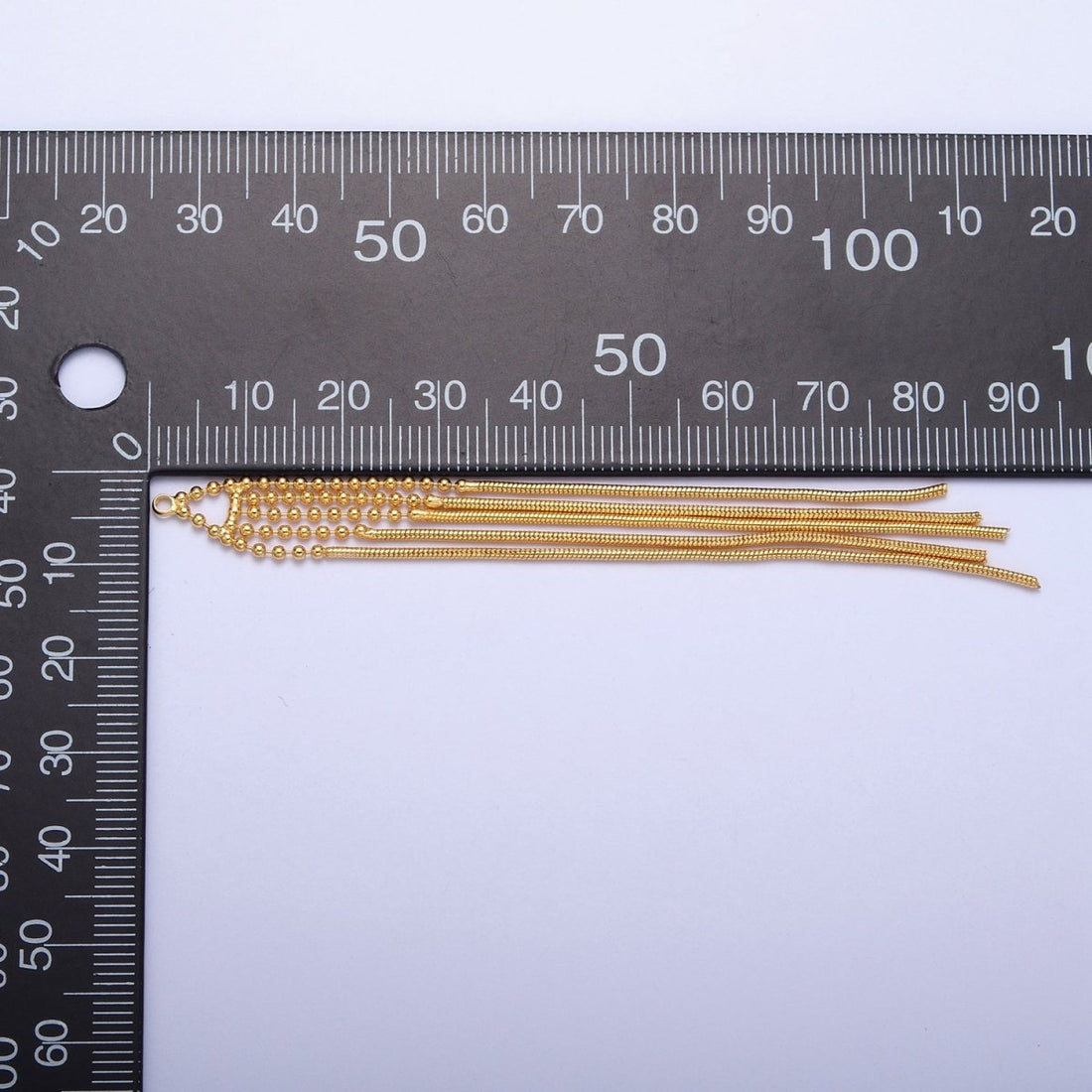 Hypoallergenic 89mm Gold Beaded &amp; Snake Omega Chain Tassel Charm, Jewelry Supply For DIY Making L-835