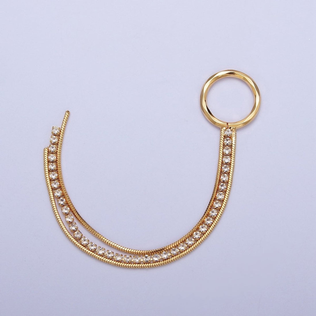 Hypoallergenic 93.5mm Double Snake Omega &amp; Tennis Chain with One Large Loop Tassel Charm Supply For Jewelry DIY Making L-834