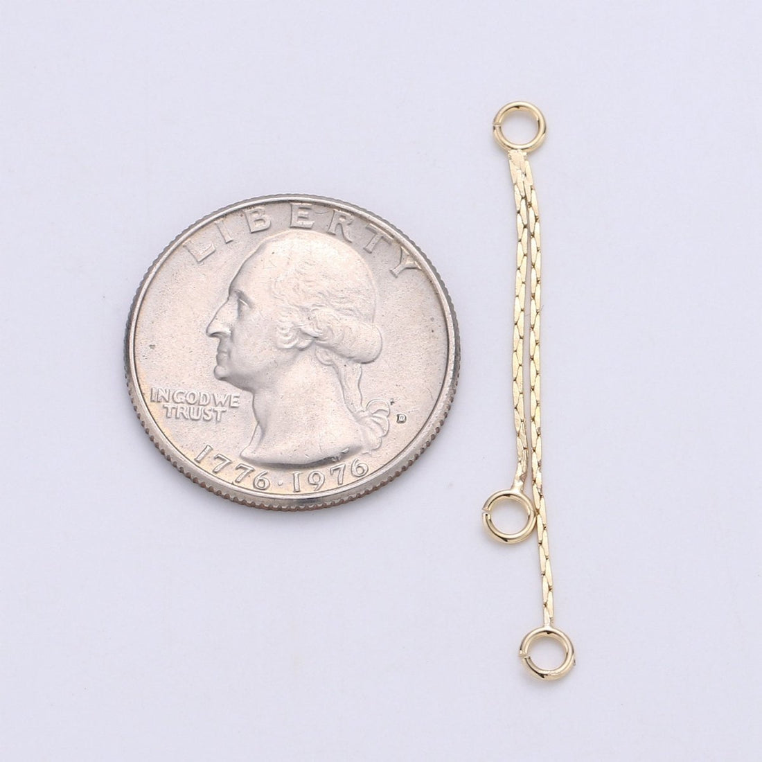 Hypoallergenic Gold Cobra Chain Double Loop Tassel Charm Supply | K-425