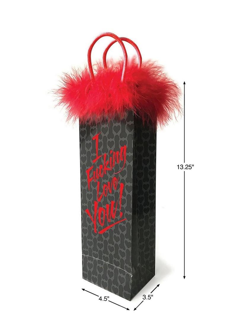 I Fucking Love You Gift Bag Red Feather Trim Fun Gift Packaging