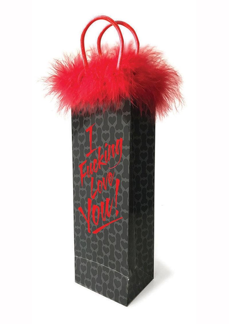 I Fucking Love You Gift Bag Red Feather Trim Fun Gift Packaging