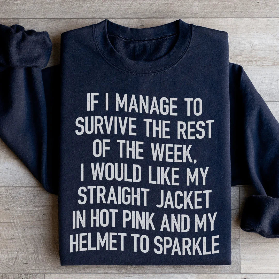Cozy Chaos Humor Pullover – "Straight Jacket In Hot Pink &amp; Sparkle Helmet" Sweatshirt