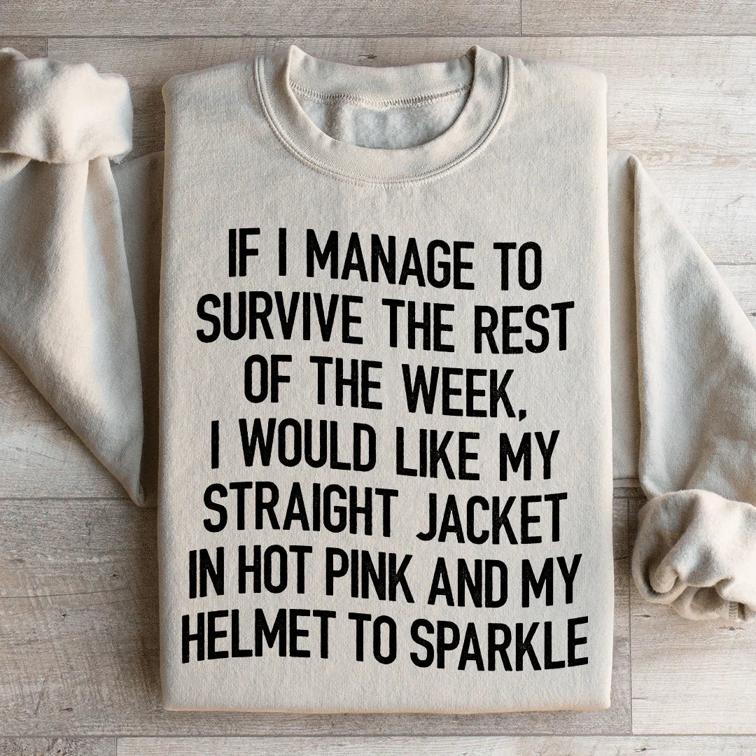 Cozy Chaos Humor Pullover – "Straight Jacket In Hot Pink &amp; Sparkle Helmet" Sweatshirt
