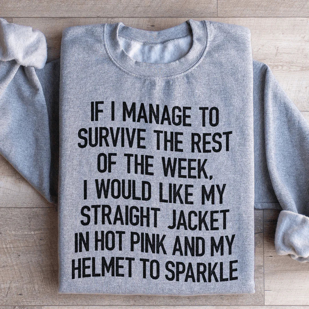 Cozy Chaos Humor Pullover – "Straight Jacket In Hot Pink &amp; Sparkle Helmet" Sweatshirt