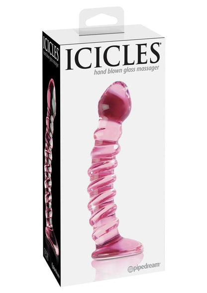 Icicles No. 28 Textured Glass G-Spot Dildo Hand Blown